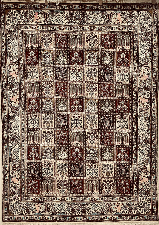 Fine Handmade Persian Moud with Silk Inlay Size: 230 x 165